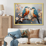 Orange and blue birds on blossom tree - Bird Living Room Wall Art