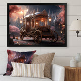 Floral Pink Princess Carriage - Old American Cart Canvas Wall Art