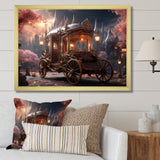 Floral Pink Princess Carriage - Old American Cart Canvas Wall Art