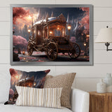Floral Pink Princess Carriage - Old American Cart Canvas Wall Art