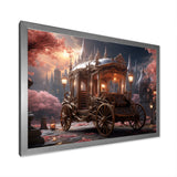 Floral Pink Princess Carriage - Old American Cart Canvas Wall Art