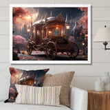 Floral Pink Princess Carriage - Old American Cart Canvas Wall Art