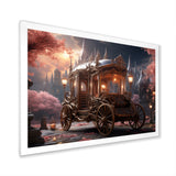 Floral Pink Princess Carriage - Old American Cart Canvas Wall Art