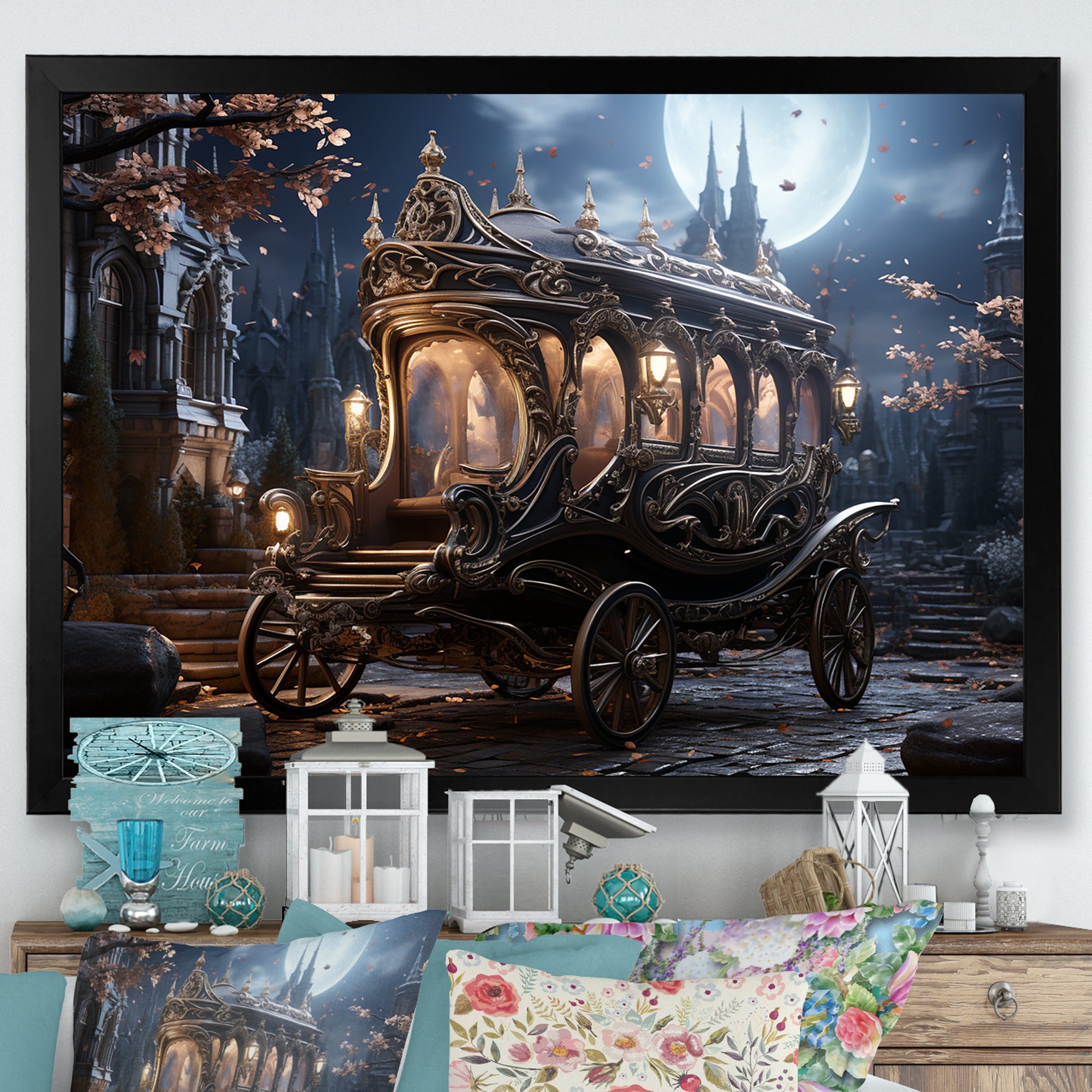 Enchanted Evening Carriage - Old American Cart Canvas Wall Art