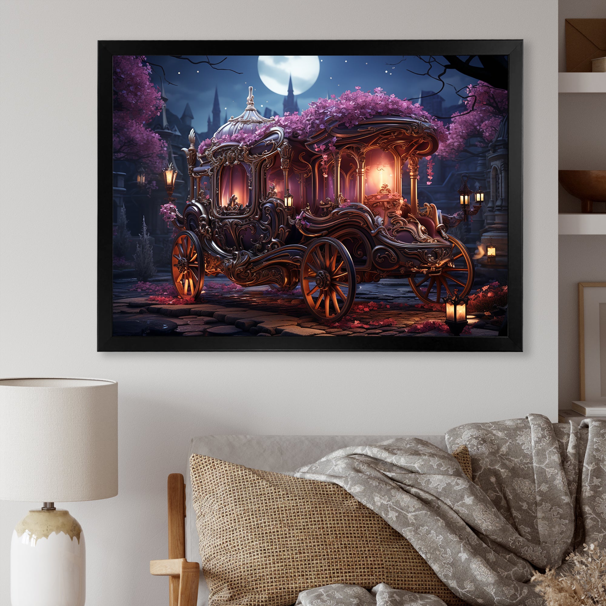 Floral Princess Carriage - Old American Cart Canvas Wall Art