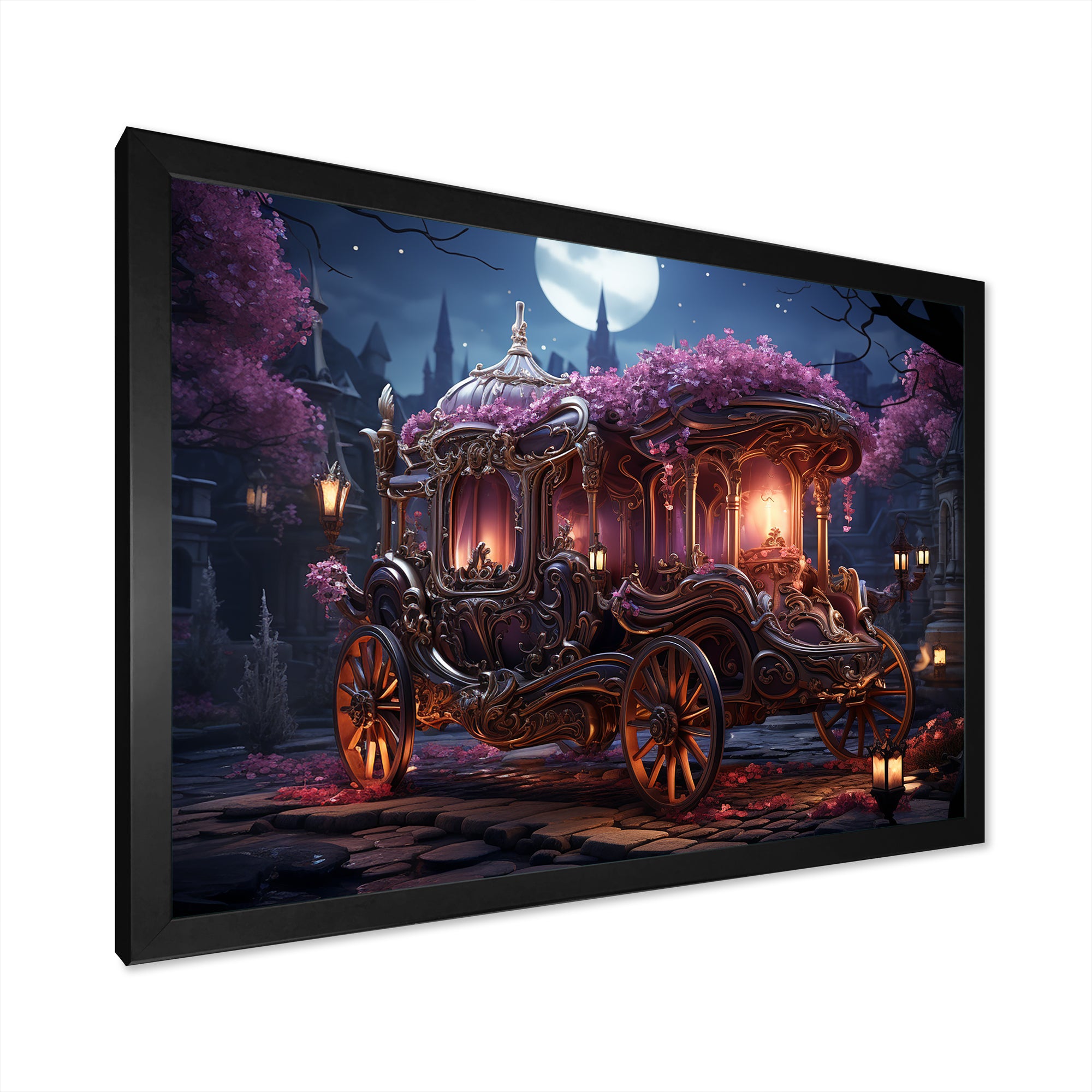 Floral Princess Carriage - Old American Cart Canvas Wall Art