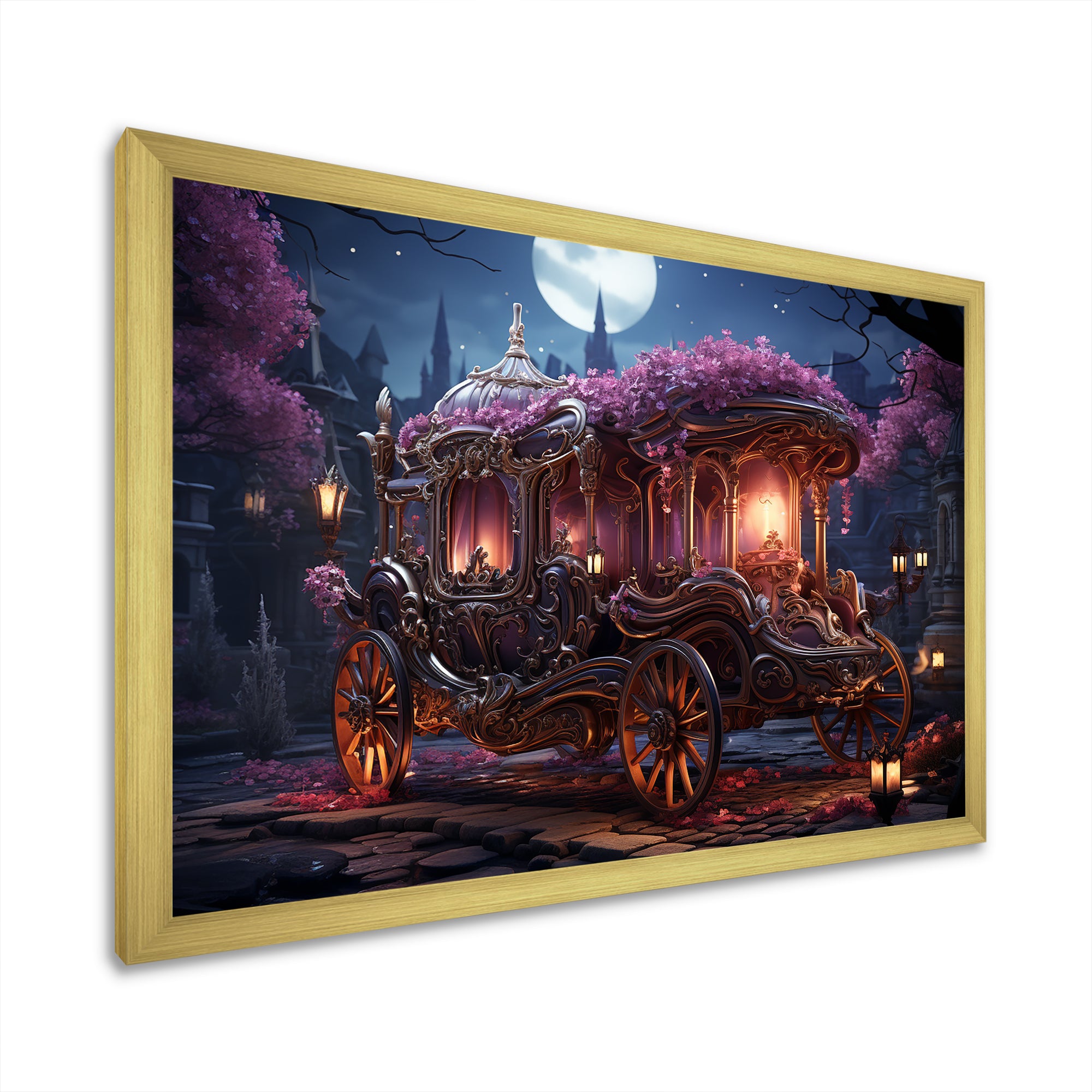 Floral Princess Carriage - Old American Cart Canvas Wall Art