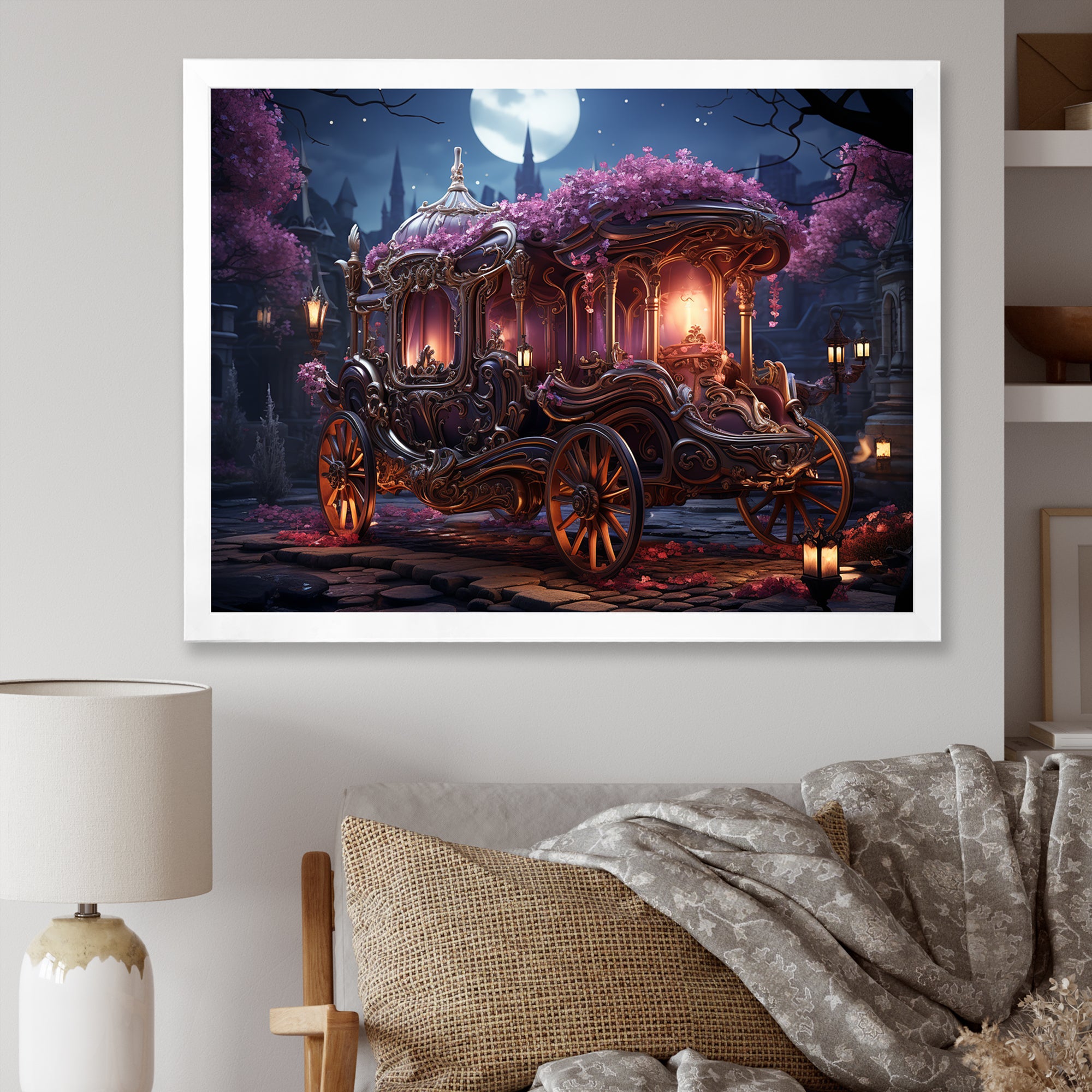 Floral Princess Carriage - Old American Cart Canvas Wall Art