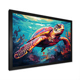 Pop art curious Turtle Aquatic Dance - Turtle Canvas Wall Art