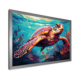 Pop art curious Turtle Aquatic Dance - Turtle Canvas Wall Art