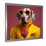 Yellow and orange Fashion first suited dog - Dog Framed Canvas Art