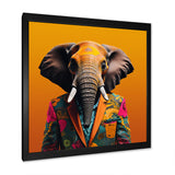 Elephant suited up Yellow and pink - Elephant Large Canvas Wall Art