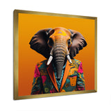 Elephant suited up Yellow and pink - Elephant Large Canvas Wall Art