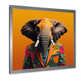 Elephant suited up Yellow and pink - Elephant Large Canvas Wall Art