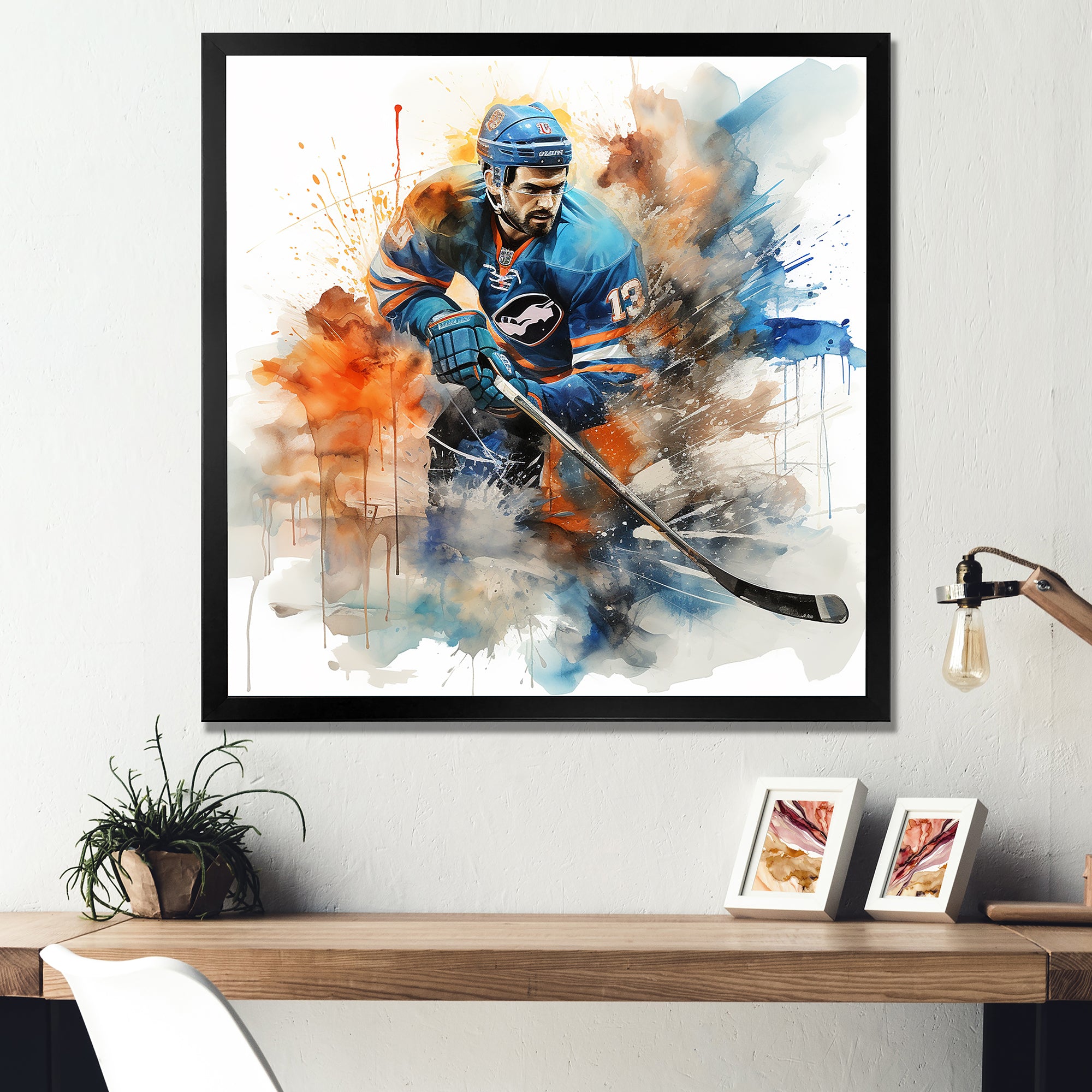 Blue Us Hockey Ice Chronicles I - Sport Hockey Canvas Wall Art