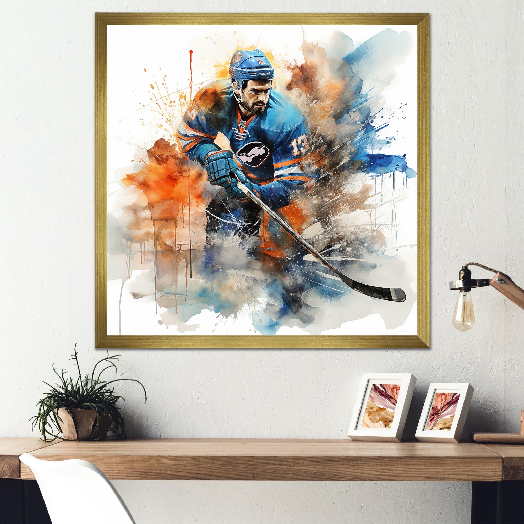 Blue Us Hockey Ice Chronicles I - Sport Hockey Canvas Wall Art