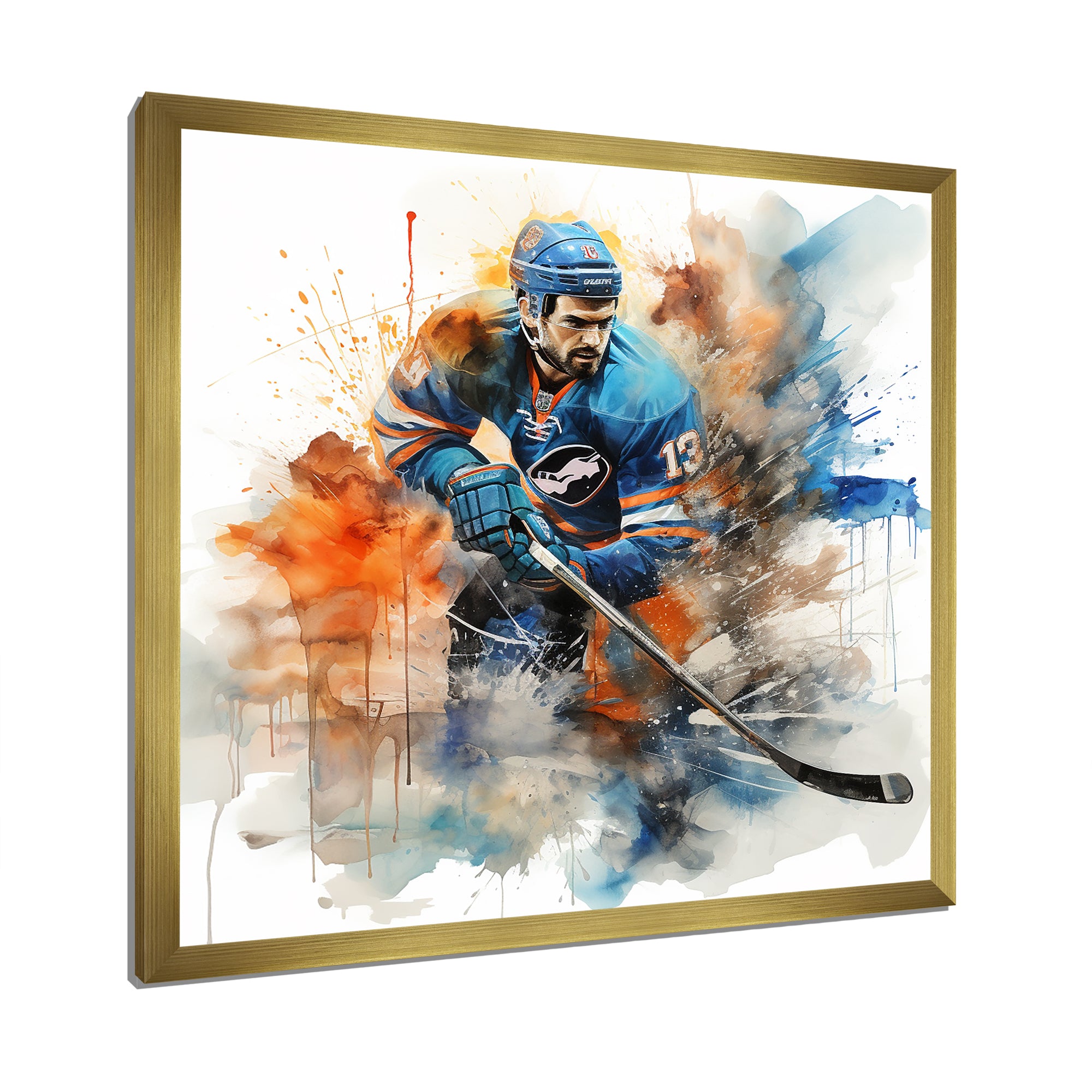 Blue Us Hockey Ice Chronicles I - Sport Hockey Canvas Wall Art