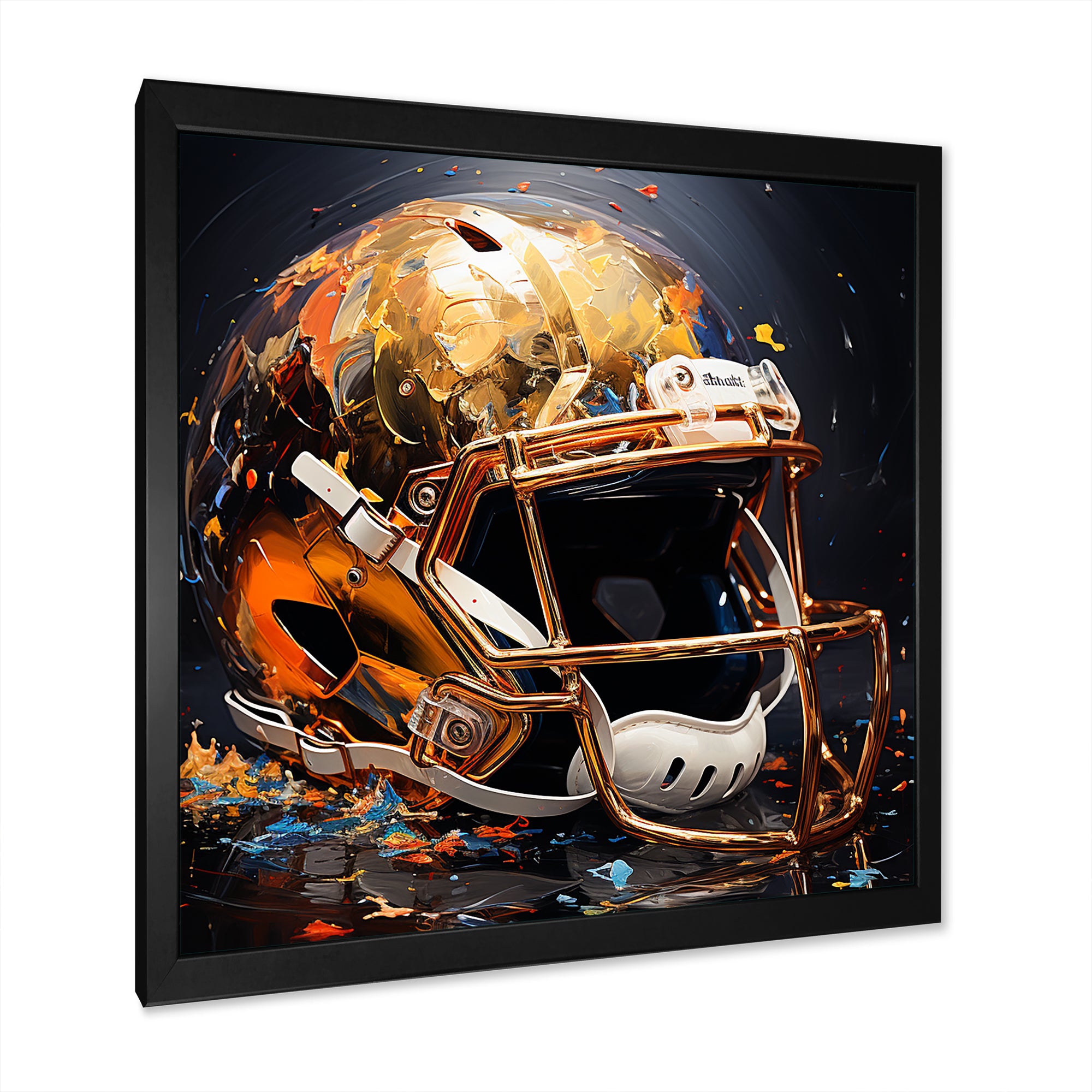 Gold American Football Helmet - Sport Football Canvas Wall Art