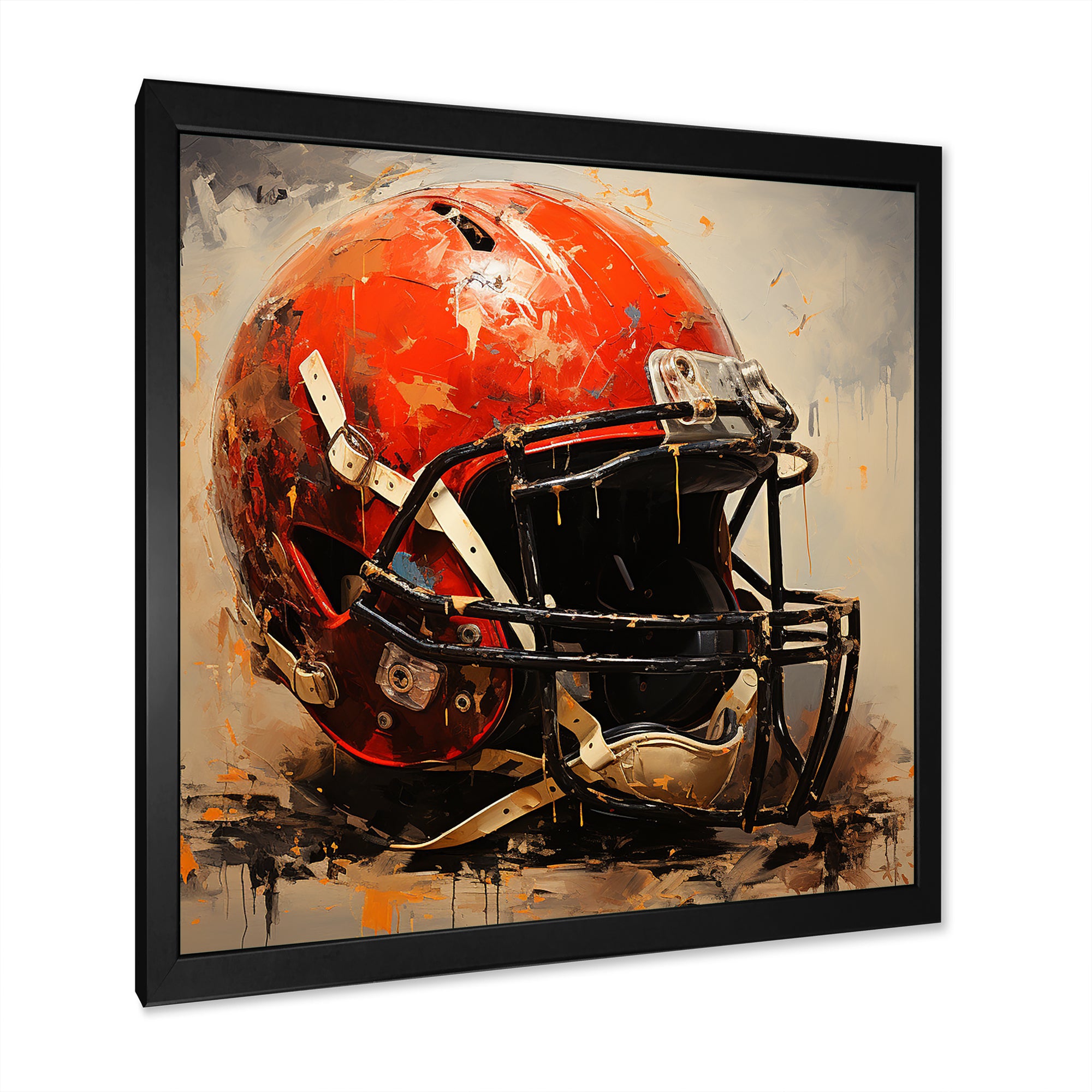 Minimalist Red Football Helmet I - Sport Football Canvas Wall Art