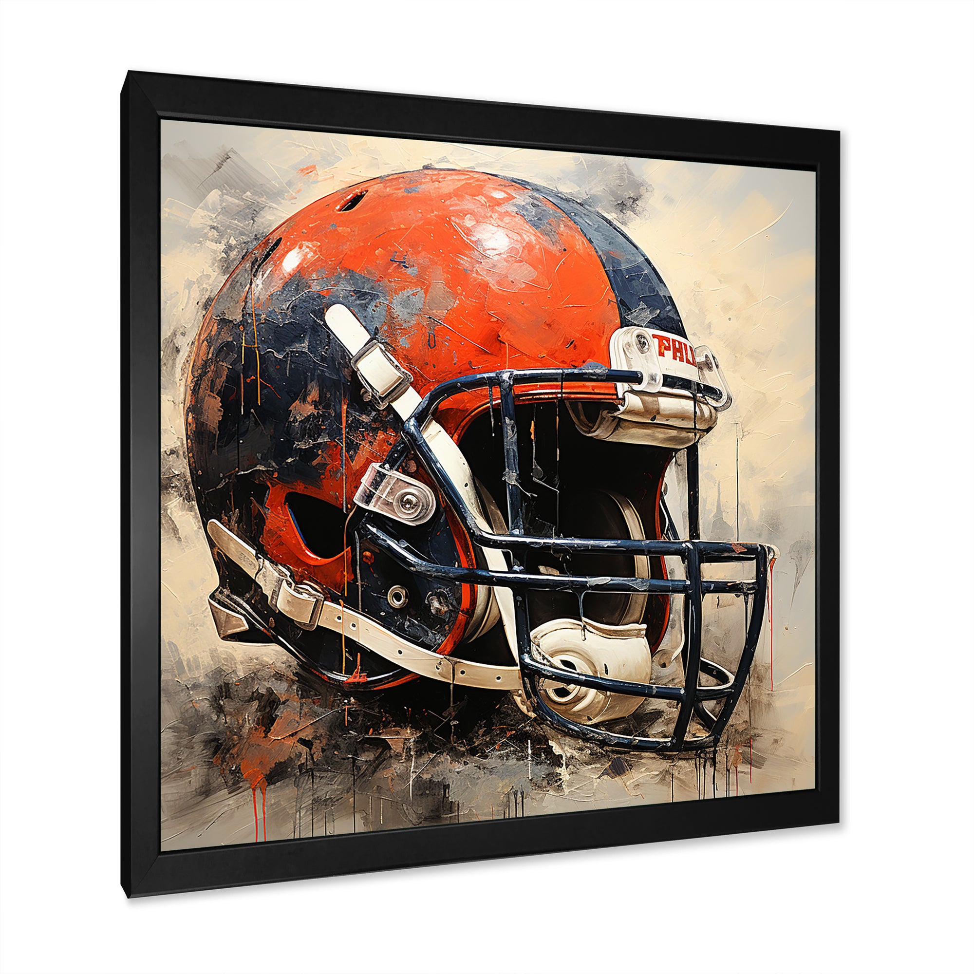 Black And Red Football Helmet - Sport Football Canvas Wall Art