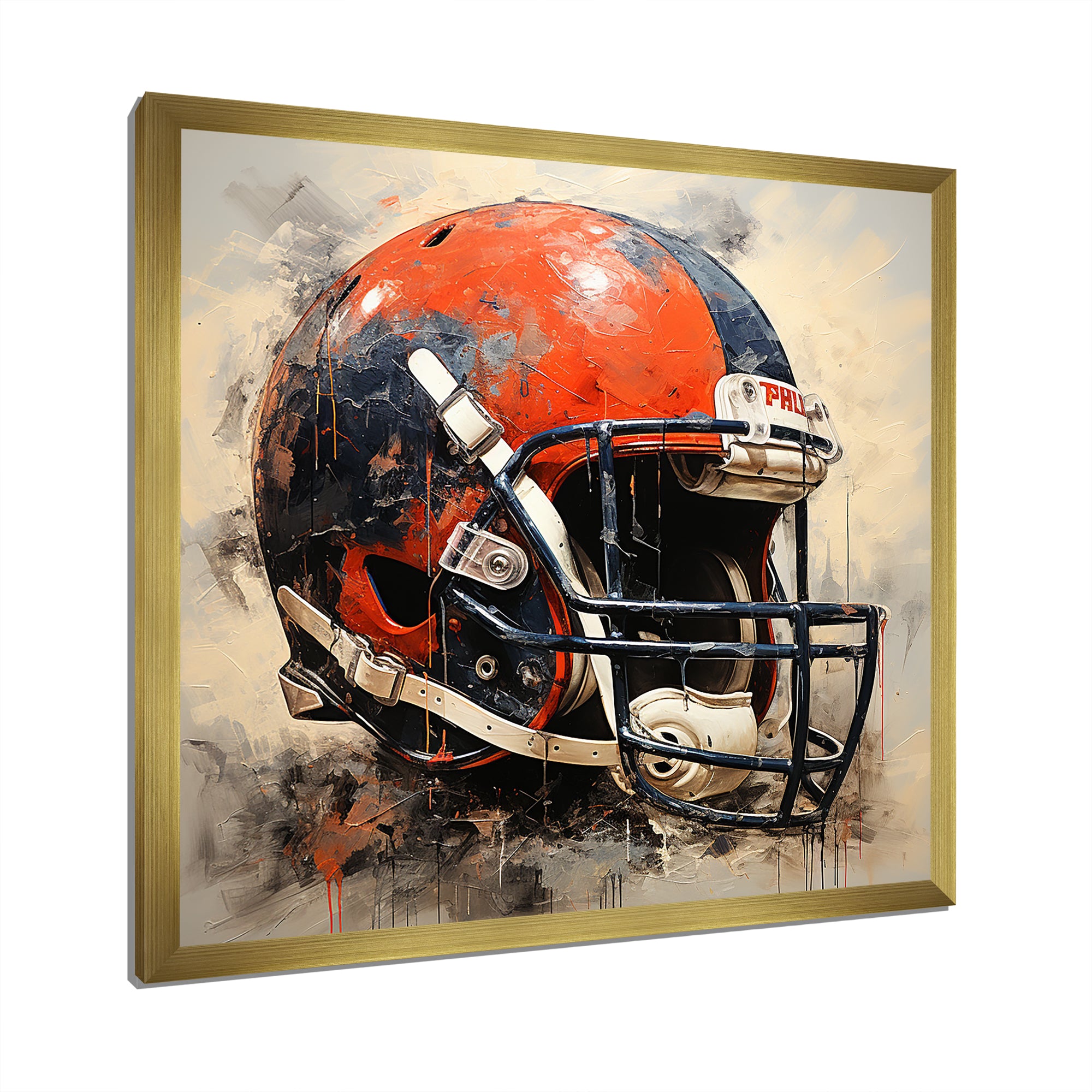 Black And Red Football Helmet - Sport Football Canvas Wall Art