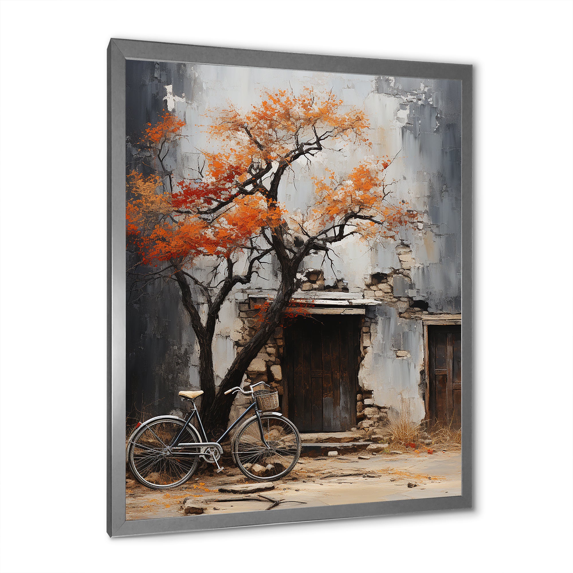 Orange and grey Midnight bicycle - Bicycle Canvas Wall Art