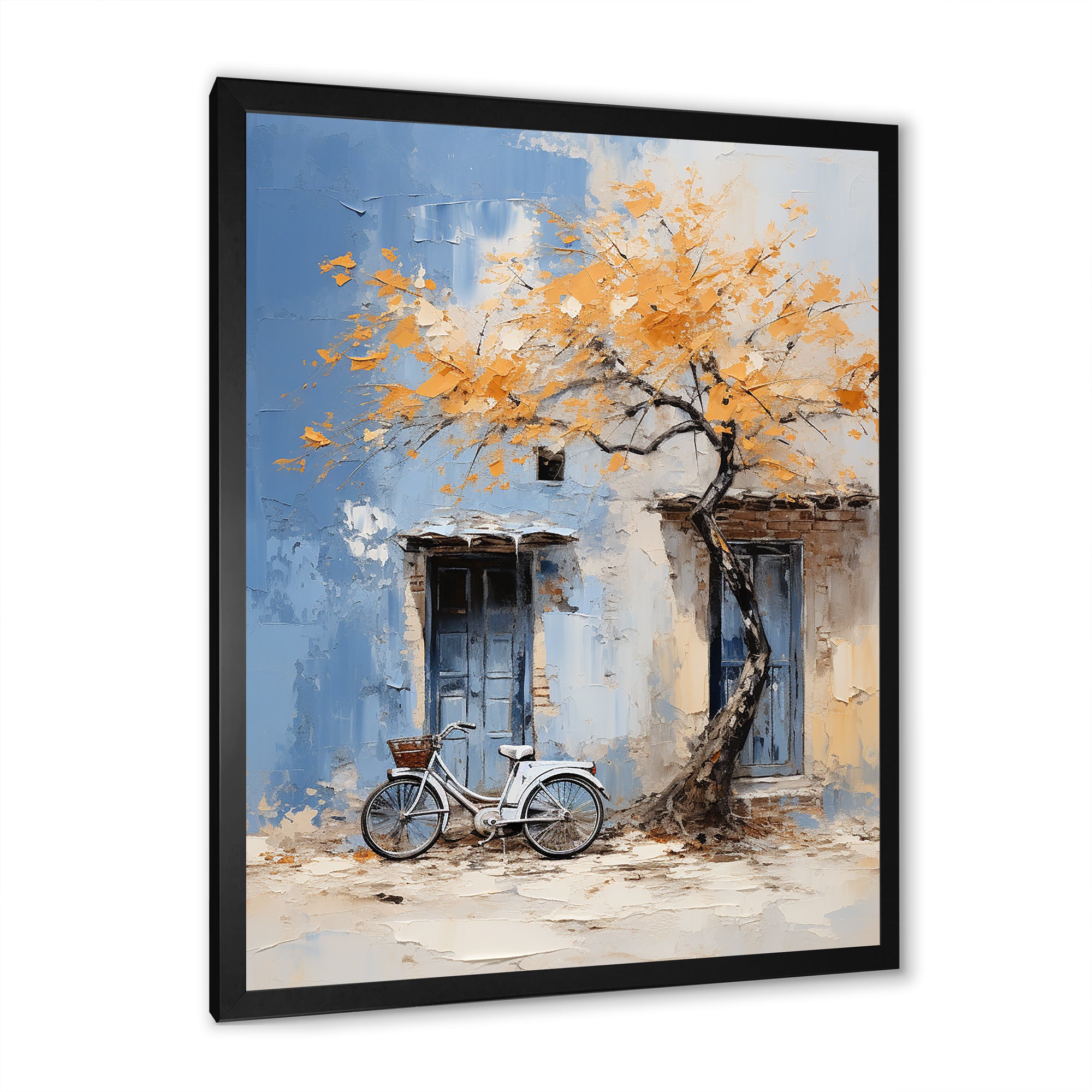 Florals yellow and blue bicycle - Bicycle Canvas Wall Art