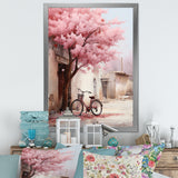 Pink and white springtime florals bicycle I - Bicycle Canvas Wall Art