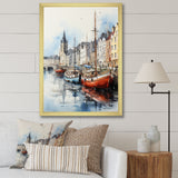 Red and grey Fishing Boat at port I - Boat Fishing Canvas Wall Art