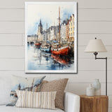 Red and grey Fishing Boat at port I - Boat Fishing Canvas Wall Art