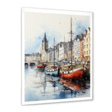 Red and grey Fishing Boat at port I - Boat Fishing Canvas Wall Art