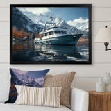 Red and white Fishing Boat in river I - Boat Fishing Canvas Wall Art