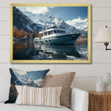Red and white Fishing Boat in river I - Boat Fishing Canvas Wall Art