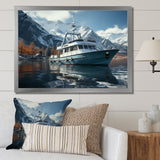 Red and white Fishing Boat in river I - Boat Fishing Canvas Wall Art