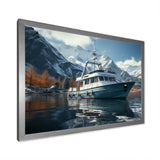 Red and white Fishing Boat in river I - Boat Fishing Canvas Wall Art