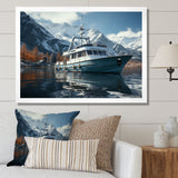 Red and white Fishing Boat in river I - Boat Fishing Canvas Wall Art