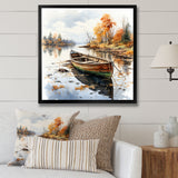 Autumn Tranquility canoe by the lake I - Boat Fishing Canvas Wall Art