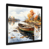 Autumn Tranquility canoe by the lake I - Boat Fishing Canvas Wall Art