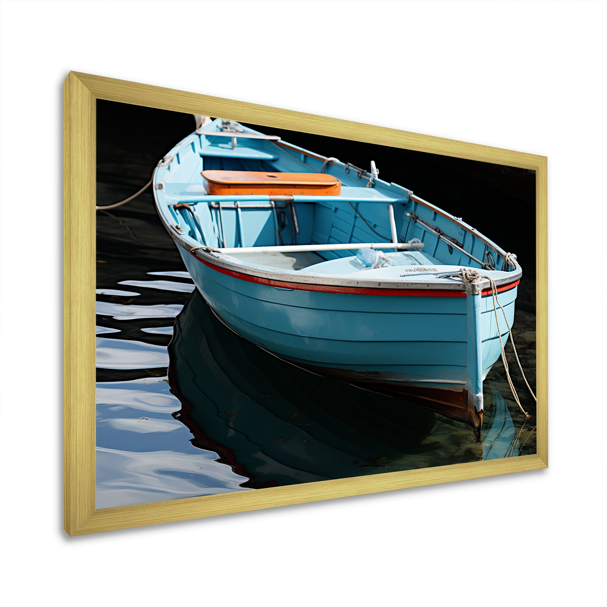 Blue and red Fishing boat expedition - Boat Fishing Canvas Wall Art