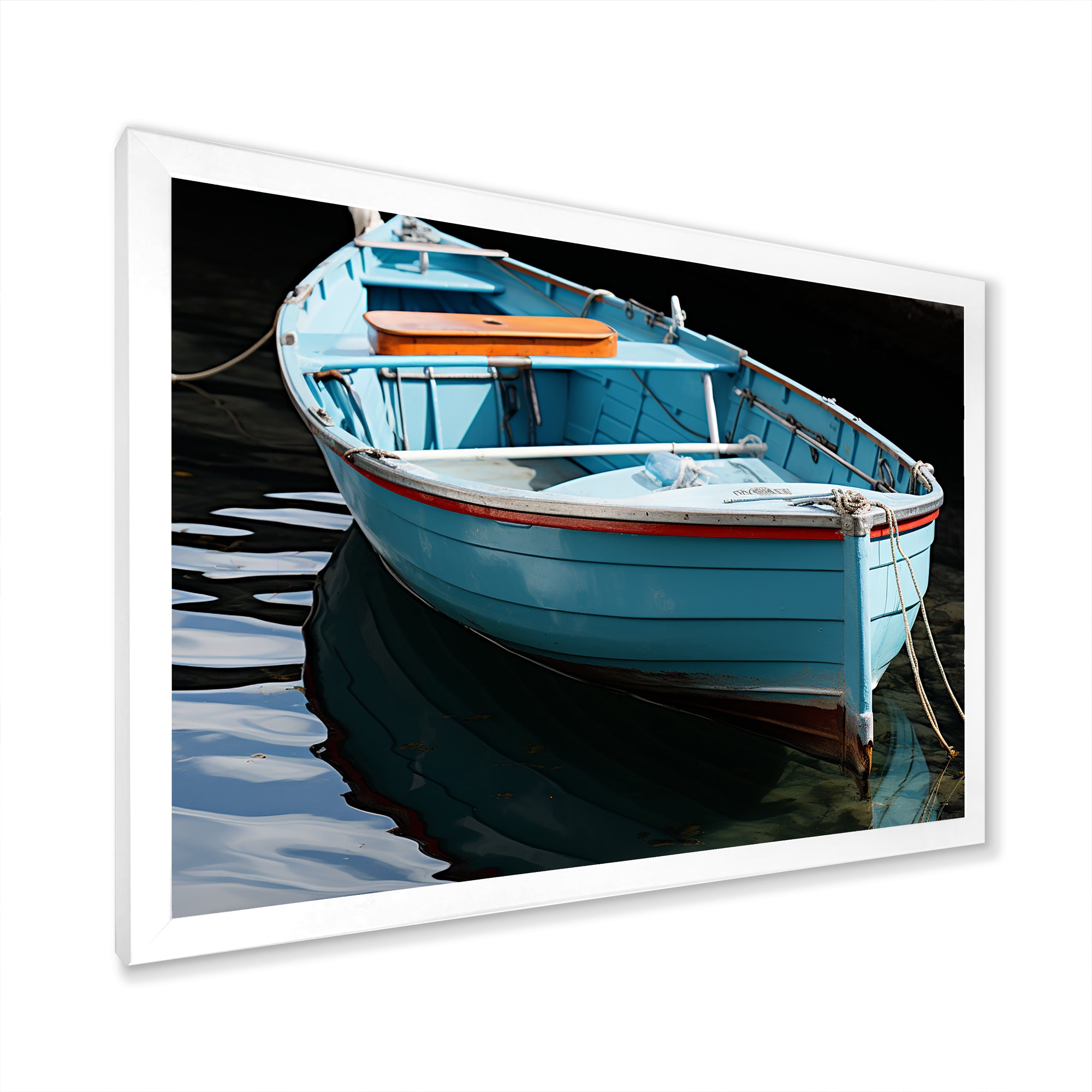 Blue and red Fishing boat expedition - Boat Fishing Canvas Wall Art
