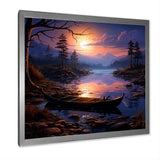 Purple and orange Moonlit Fishing Voyage - Boat Fishing Canvas Wall Art