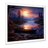 Purple and orange Moonlit Fishing Voyage - Boat Fishing Canvas Wall Art