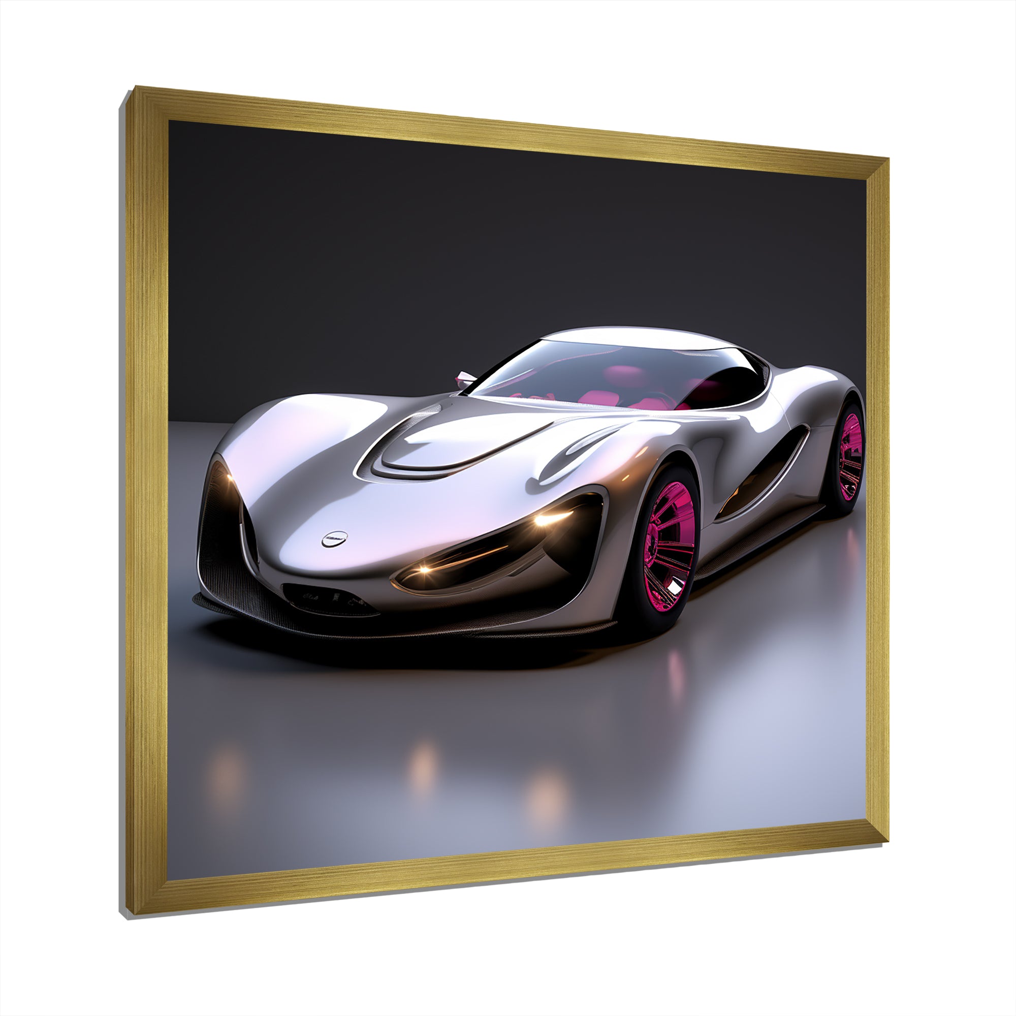 Pink and chrome Italian hyper car I - Car Exotic Canvas Wall Art