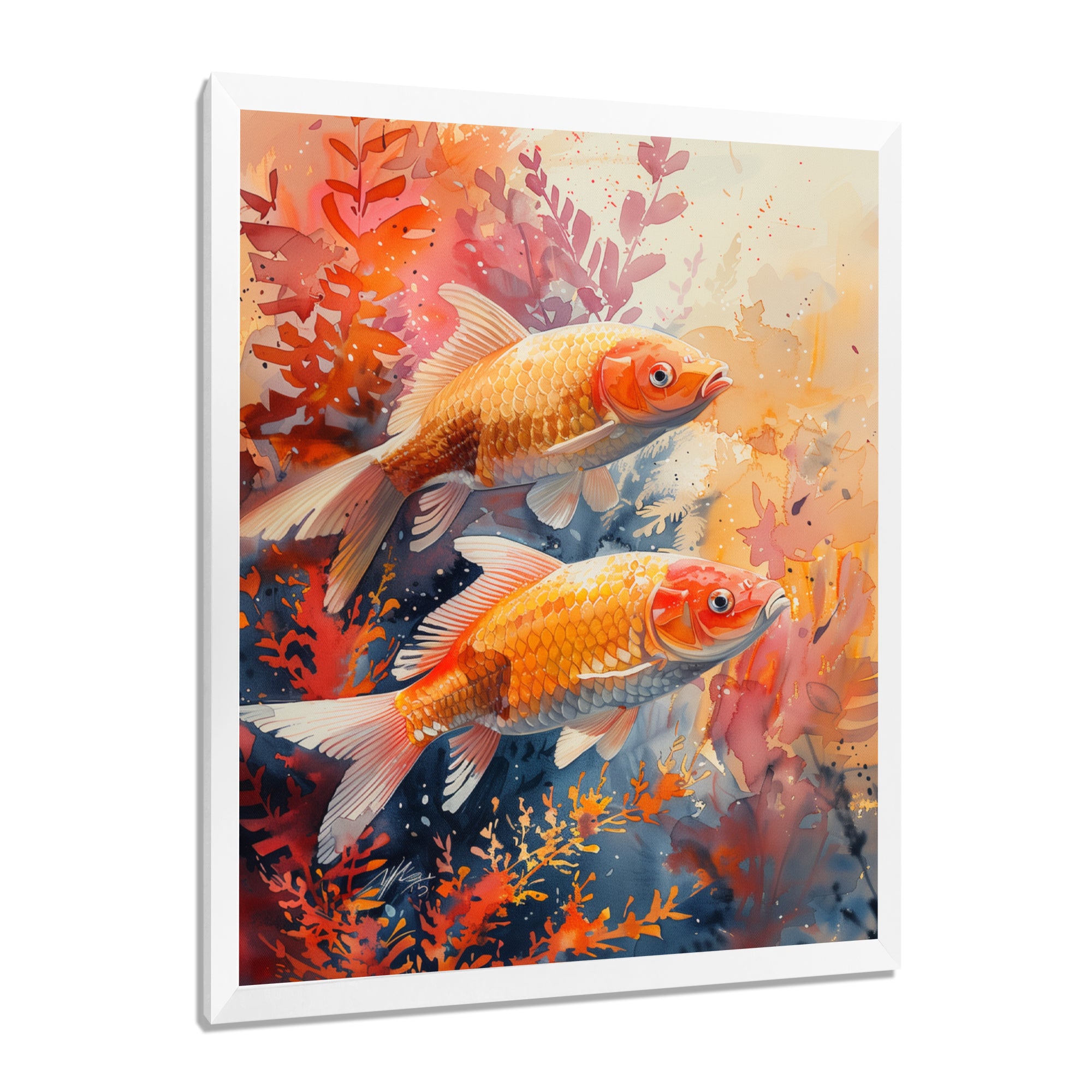 Orange coral Marine koi fish magic - Coral Wall Art Prints
