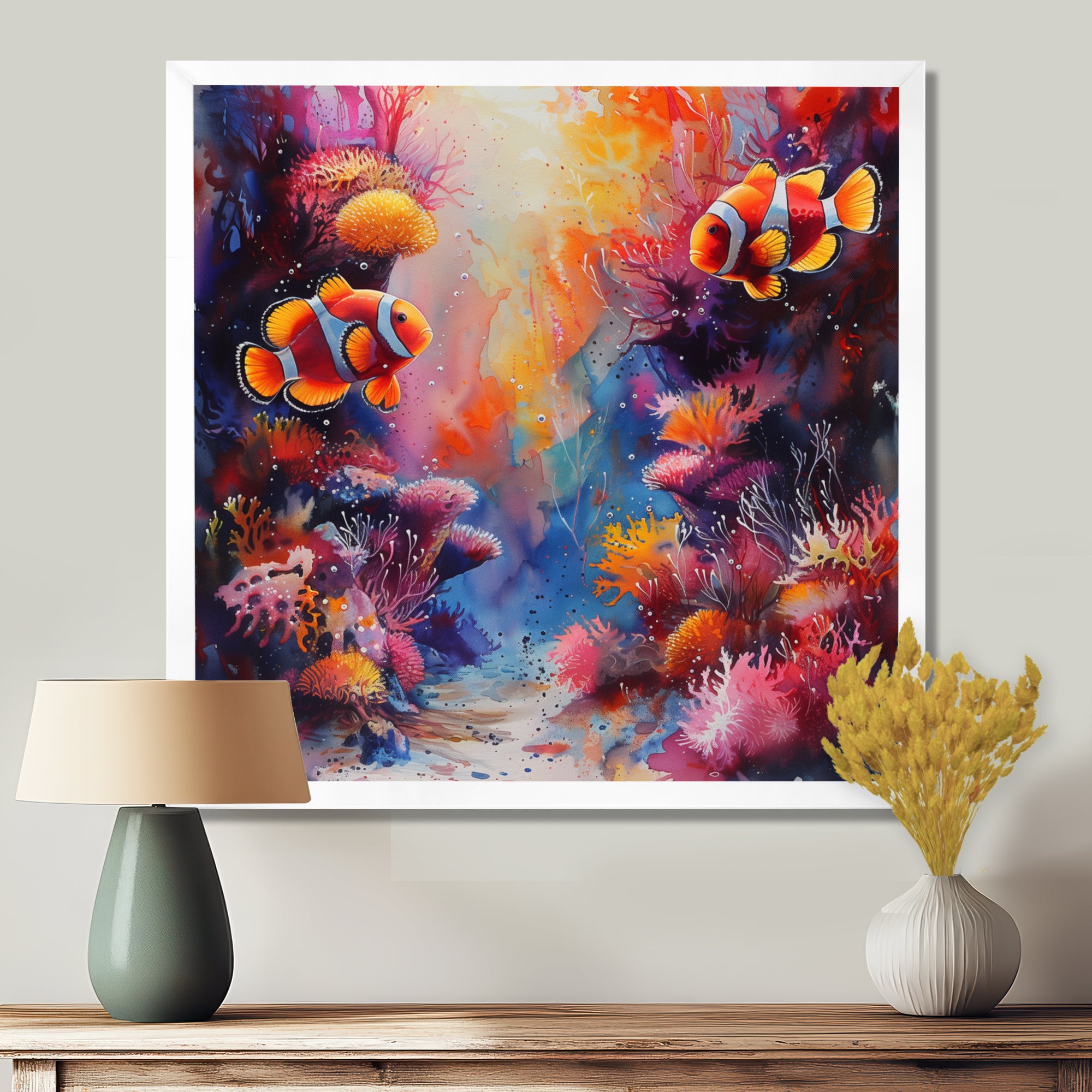 Orange pink clownfish coral Marine Majesty - Orange Coral Wall Art