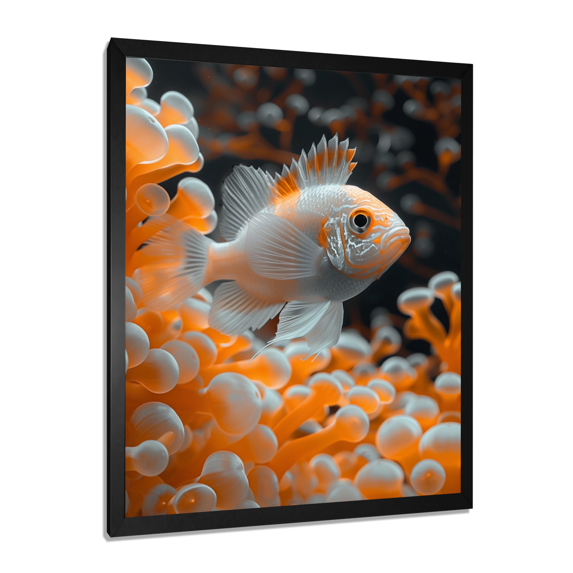 Orange white coral fish - Coral Living Room Wall Art