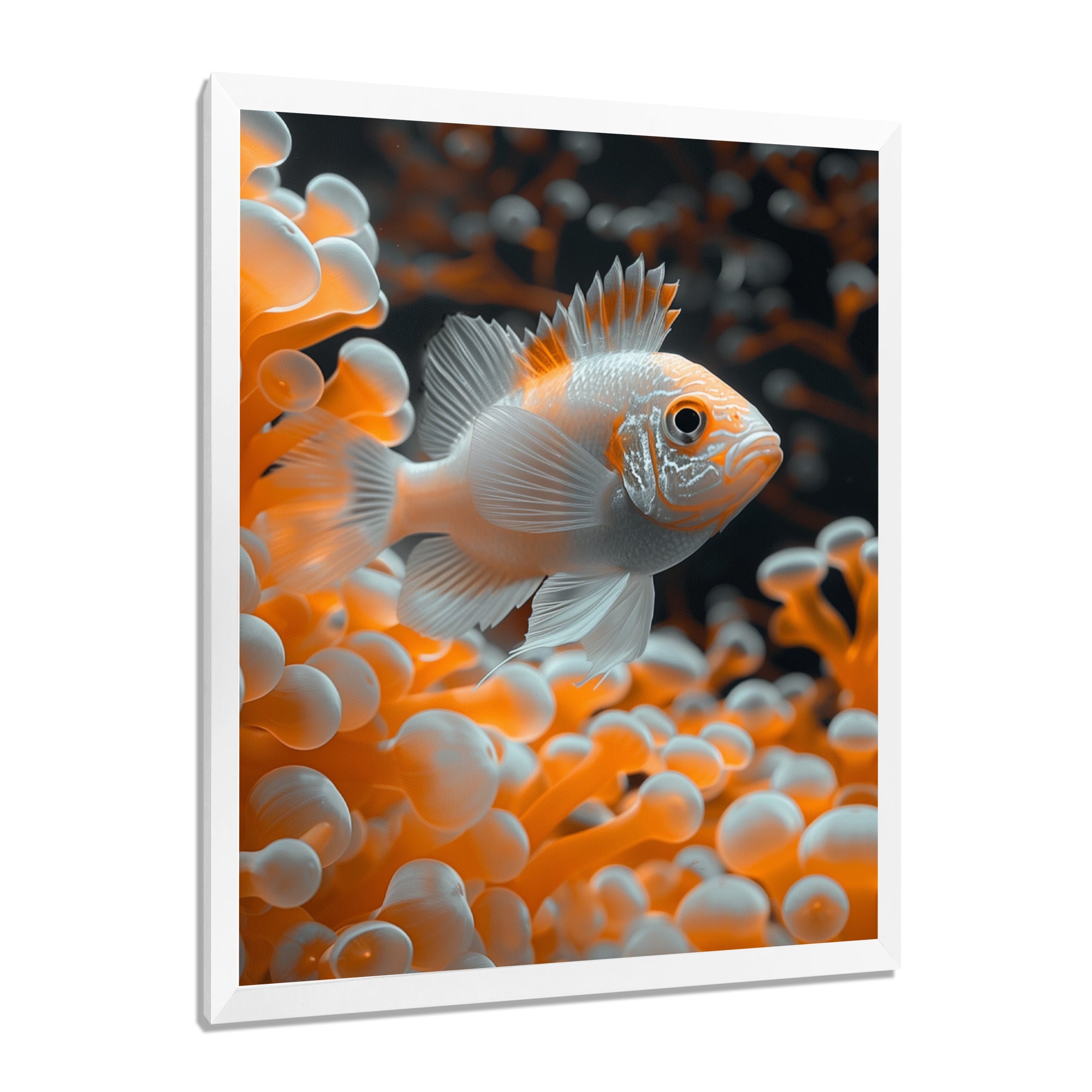 Orange white coral fish - Coral Living Room Wall Art