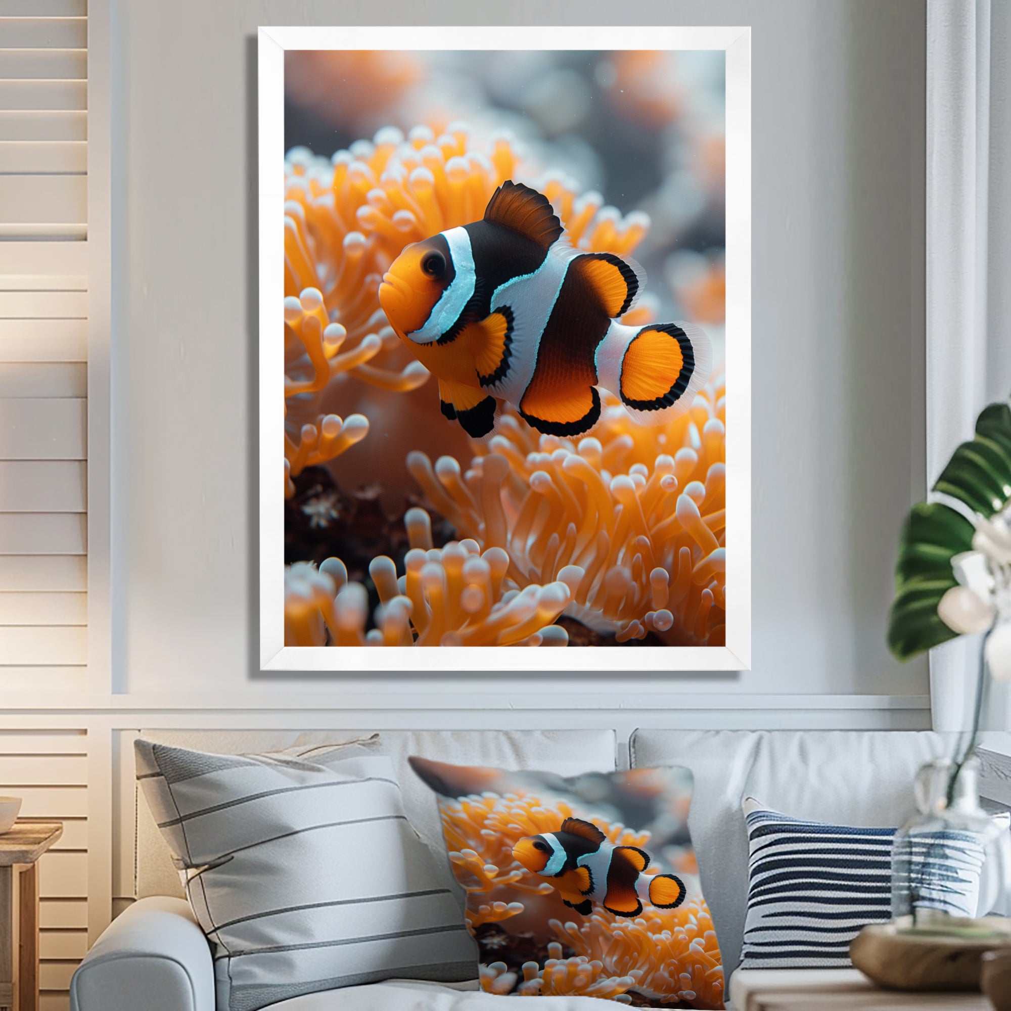 Orange white coral clown fish Marvel - Coral Bedroom Wall Art