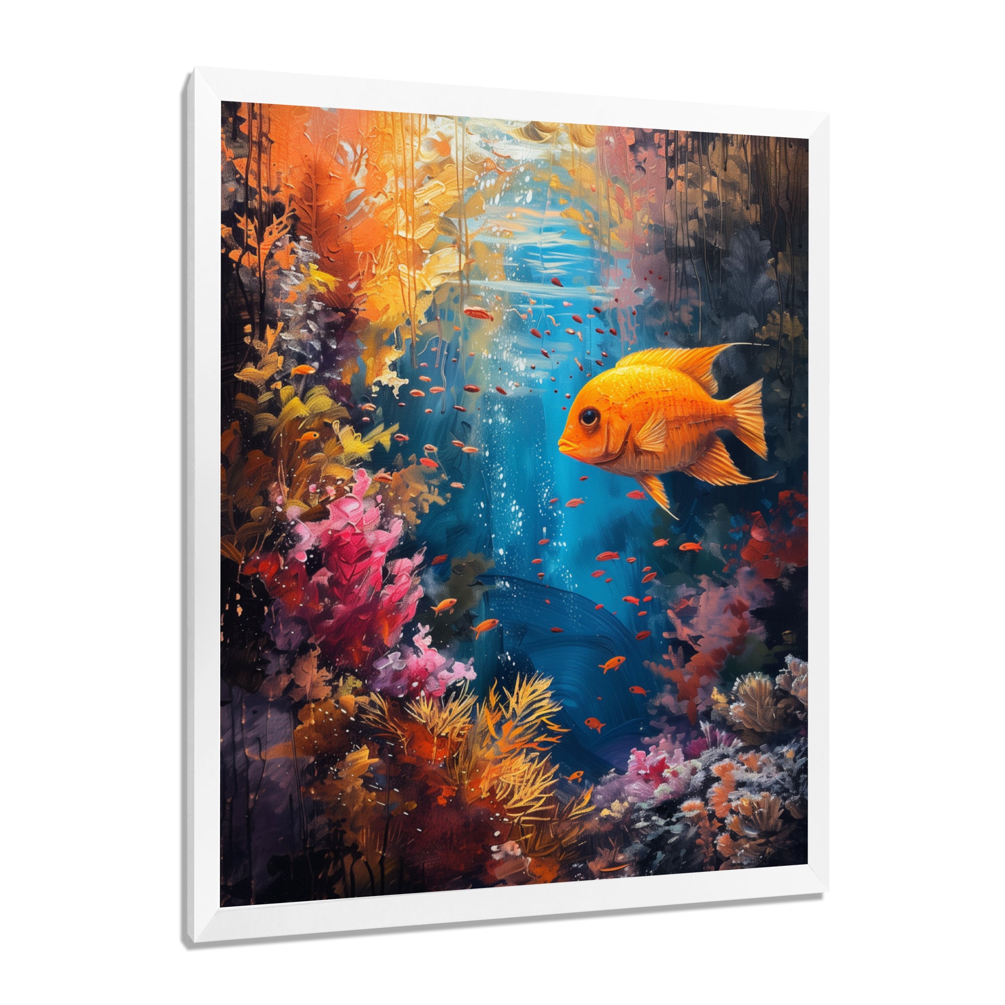 Orange blue coral Marine goldfish Marvel - Coral Canvas Wall Art
