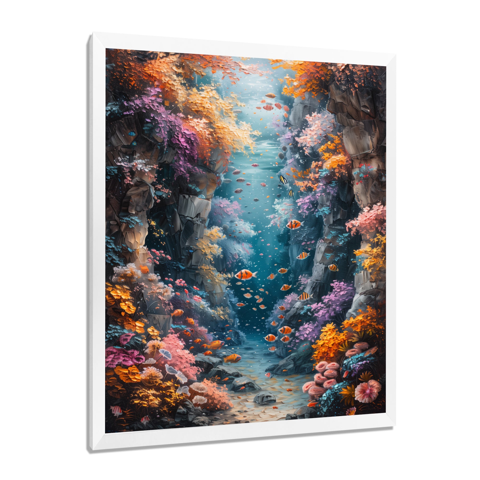Orange blue coral Marine Marvel dreams - Coral Canvas Wall Art